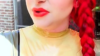 Amateur redhead shaves and masturbates