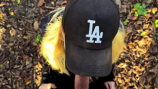 Spontaneous blowjob in the woods, we almost got caught!