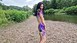 Gaping My Pussy Outdoors and Pissing