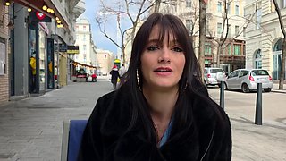 Big tit brunette sucks a big cock blowjob POV