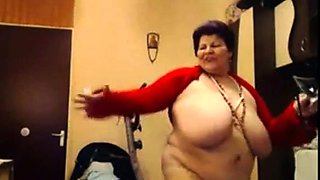 Big-Titted BBW Granny Dances on Webcam