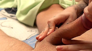 S1 Ep2 Stepmother Sucks Stepson in a Shared Bed, and Gets Creampied Stuck Under the Bed
