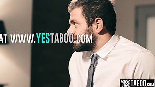 Curvy petite blonde MILF avoids getting fired by fucking her boss