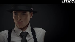 Czech babe in man's costume dominates her lover and gets fucked and jizzed