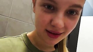 Anal squirt so hot in the mall and fingering pink pussy