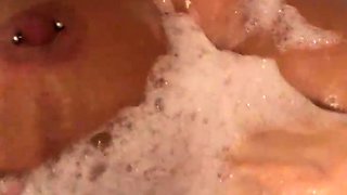 Ebony girl showers her big ass amp masturbating