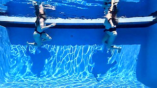 Pool is the perfect place for Cory Chase and Melanie Hicks to have fun