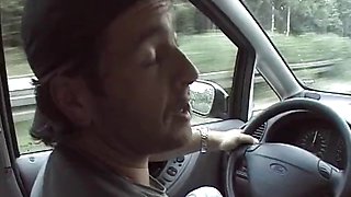 Some slut get horny ride by car