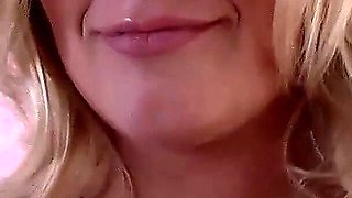 Hot blonde with huge tits masturbates her horny pussy for casting