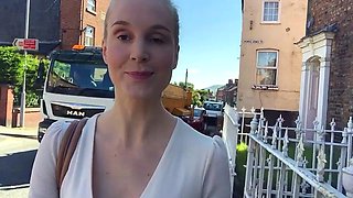 Blonde amateur MILF sucks and jerks for facial