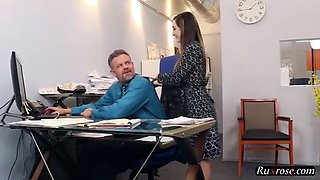Stepdaughter fucks her daddy in the office HD