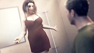 Half naked, step mom shares bed, japanese step mom