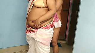 Indian hot aunty was sweeping the house when neighbor boy saw her & fucked - Desi Sex