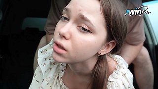 Stepbrother rewards Stepsister with a messy blowjob for a hot ride. Fucked in the car - Deluxe_Bitch