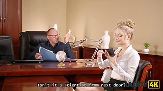 DADDY4K. Cute Naomi Love decided to get the job and showed her big natural tits and pussy to the future Boss