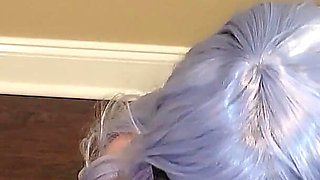 Shy Girl with Big Tits on Her Knees Sucking Dick and Eating Cum
