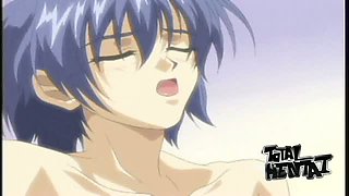 Purple haired green eyed anime beauty loves oral sex a lot
