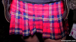 Young Scottish Babe Gets Dressed up in Her Tartan Skirt to Learn How to Be a Filthy Dogging Slut