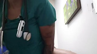 Ebony nurse Solo dildo cream