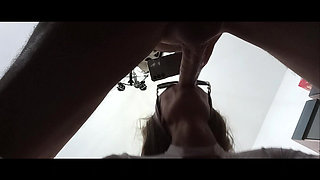 MILF Gives a Quick Blowjob with a Cum Explosion in Her Mouth