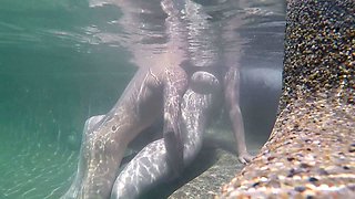 Gorgeous Curvy Busty PAWG Enjoys Underwater Sex After Some Hot Naked Swimming