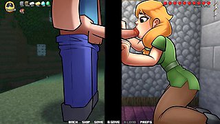Alex gives steve a blowjob in Minecraft naughty craft by LoveskySan69
