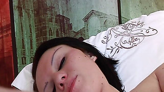 Hot French babe teases older fat dude with her naked body
