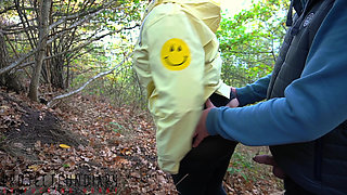 Amateur Couple Has Risky Outdoor Sex in the Forest -ends with Cum on Raincoat, Projectfundiary