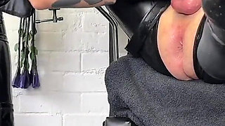 Anal Traning the Rubber Gimp on the Gyn Chair