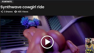 Tight Bald Pussy Kiriko Rides Two Cocks in Her Slut Holes, Beautiful Ebony Synthwave Cowgirl Rides