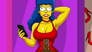 Wife Cheats on Her Husband with a Fitness Trainer. Cartoon. Simpsons Parody