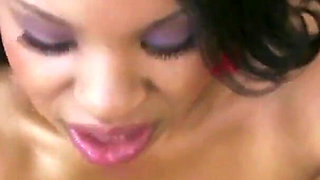 Ebony Aryana Adin fucks black cock in her mouth too and makes him cum