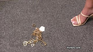 Full-Breasted Hispanic busted with stolen jewelry hidden in bra