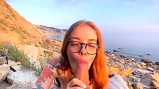 Step Sister Sucked my Dick right on the Beach