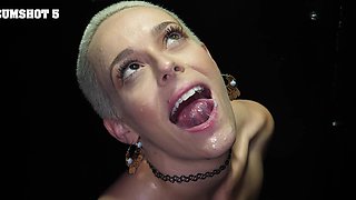 Short-haired Sidra Sage gets a big load on her face