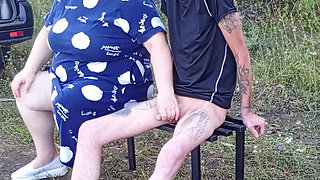 A Neighbor in a Park Jerks off My Dick on a Bench
