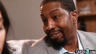 Asian mature employee has to get laid a BIG BLACK DICK