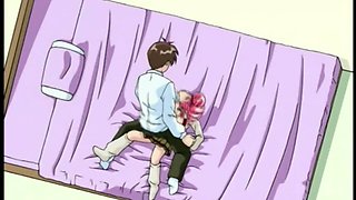 Pink haired anime whore with big tits takes a huge cock from behind