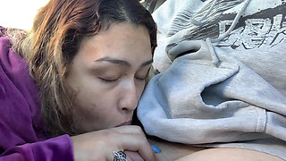 Pullover and Let Me Suck Your Dick Outdoor Blowjob in Truck & Cum on Her Face