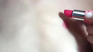 Sexy and hot boobs pressing and playing with lips