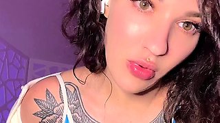 Cute curly brunette solo webcam masturbation