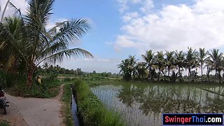 Thai GF with a big ass banged in garden