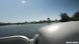 Lusty brunette Jade Greene gets her hole fucked on the boat