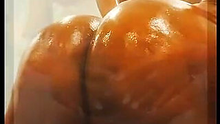 Big Black Ass Oiled Mild Fingers Pussy and Squirts