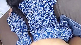 Newlywed with No Panties Under the Dress Loves to Shove Her Husband's Cock in on Her Own