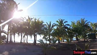 Public beach Asian GF bj and nail