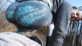 Tattooed Couple Fucks Wild in Public - Anal Sex on Ruins with Pierced Girl