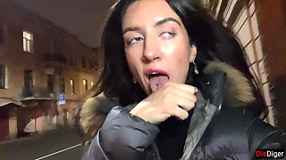 Ruined Makeup Cum on Face Facial - Cumwalk on Street Fur Coat