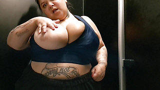 Showing off After Workout in the Gym Bathroom