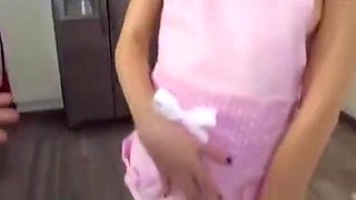 Step daughter anal creampied in the kitchen by dad